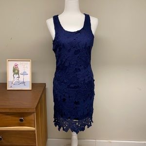 Japna Blue Floral Lace Dress Size M